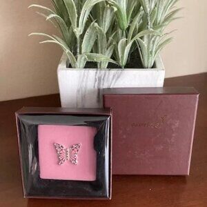 New in Box! Papyrus Pink Enamel Butterfly Mirror Compact